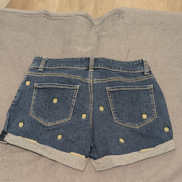 Faded Glory Women's Denim Shorts with Pineapple Embroidery - Picture 2 of 5